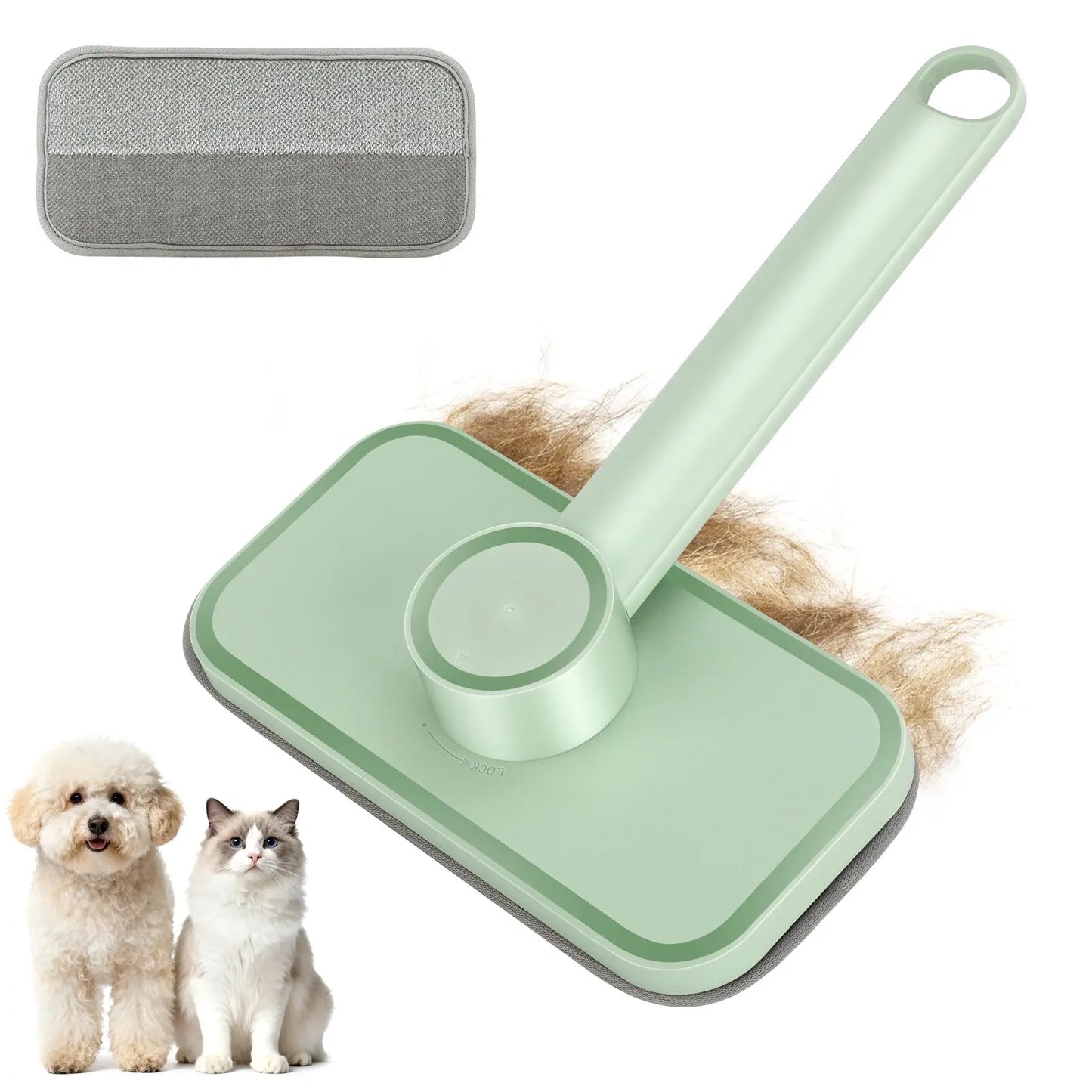 Adjustable Cat Hair Remover and Pet Cleaning Brush - Effective Tool for Carpet Hair Removal