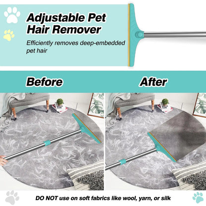 Adjustable Cat Hair Remover and Pet Cleaning Brush - Effective Tool for Carpet Hair Removal