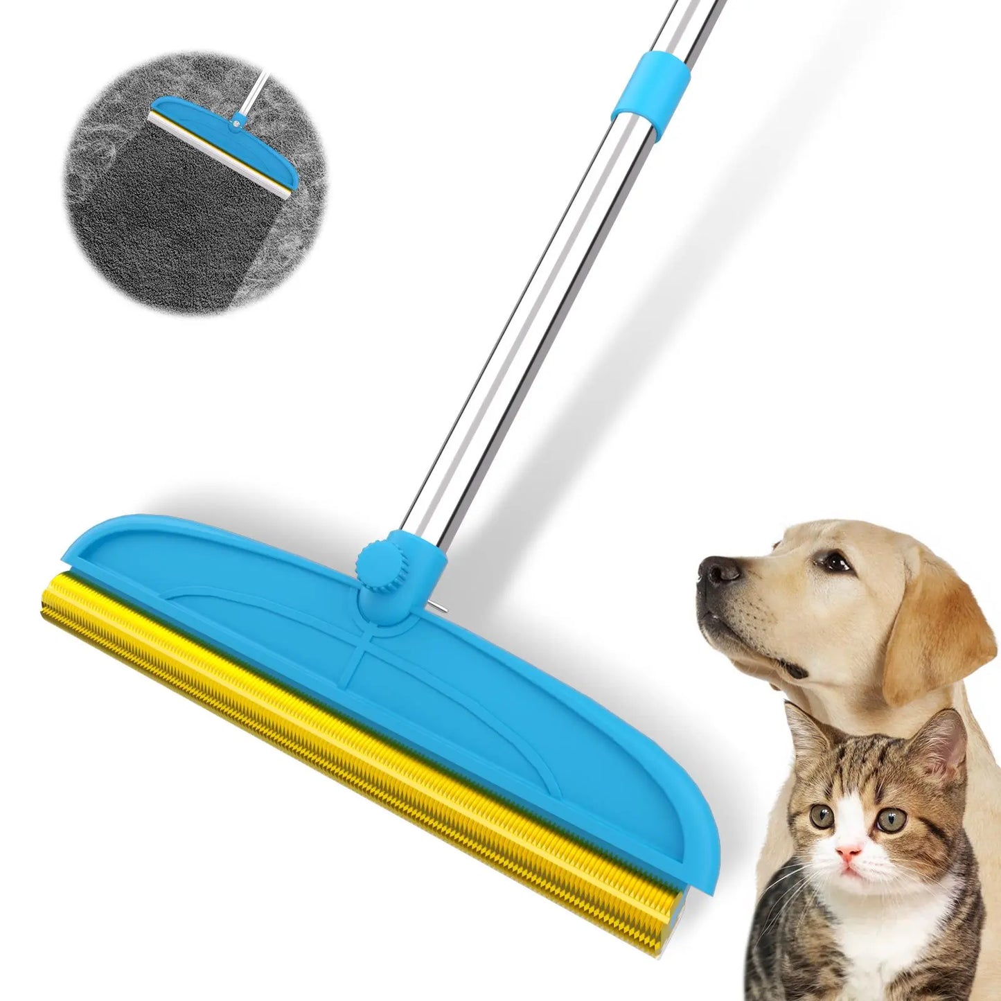 Adjustable Cat Hair Remover and Pet Cleaning Brush - Effective Tool for Carpet Hair Removal