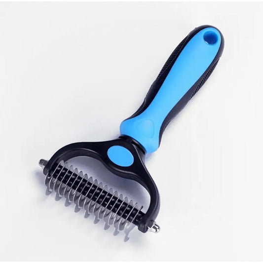 Stainless Steel Double-Sided Detangling Comb for Dogs and Cats - Grooming Shedding Brush with Optimal Spacing for Fur Removal