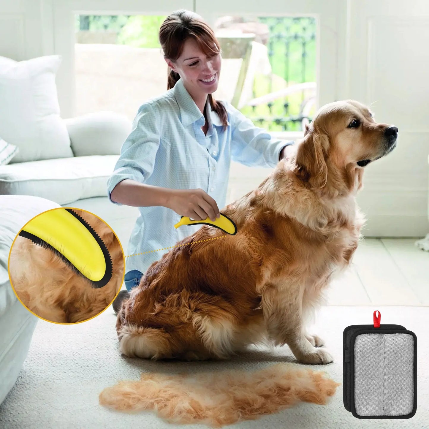 Adjustable Cat Hair Remover and Pet Cleaning Brush - Effective Tool for Carpet Hair Removal