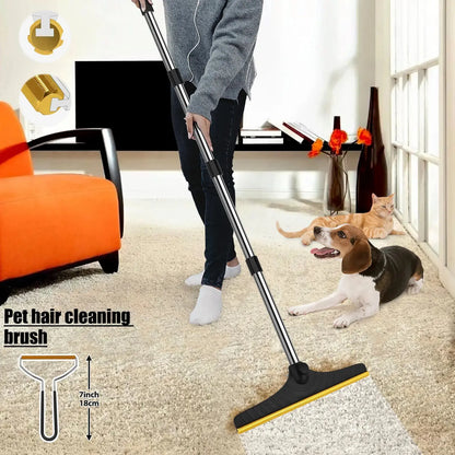 Adjustable Cat Hair Remover and Pet Cleaning Brush - Effective Tool for Carpet Hair Removal