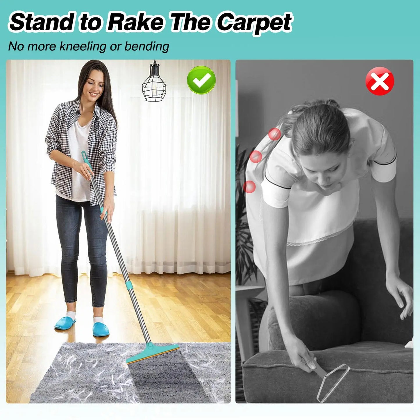 Adjustable Cat Hair Remover and Pet Cleaning Brush - Effective Tool for Carpet Hair Removal