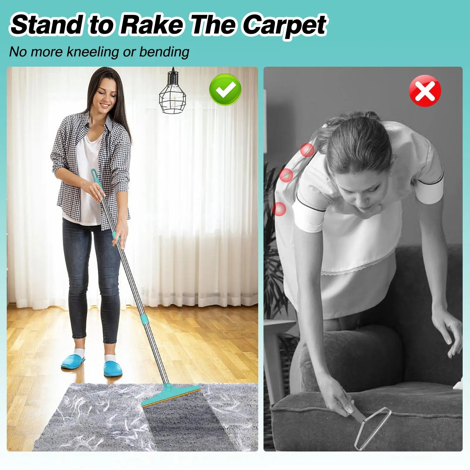 Adjustable Cat Hair Remover and Pet Cleaning Brush - Effective Tool for Carpet Hair Removal