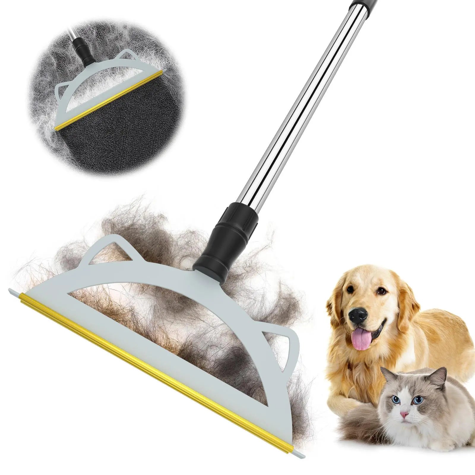 Adjustable Cat Hair Remover and Pet Cleaning Brush - Effective Tool for Carpet Hair Removal