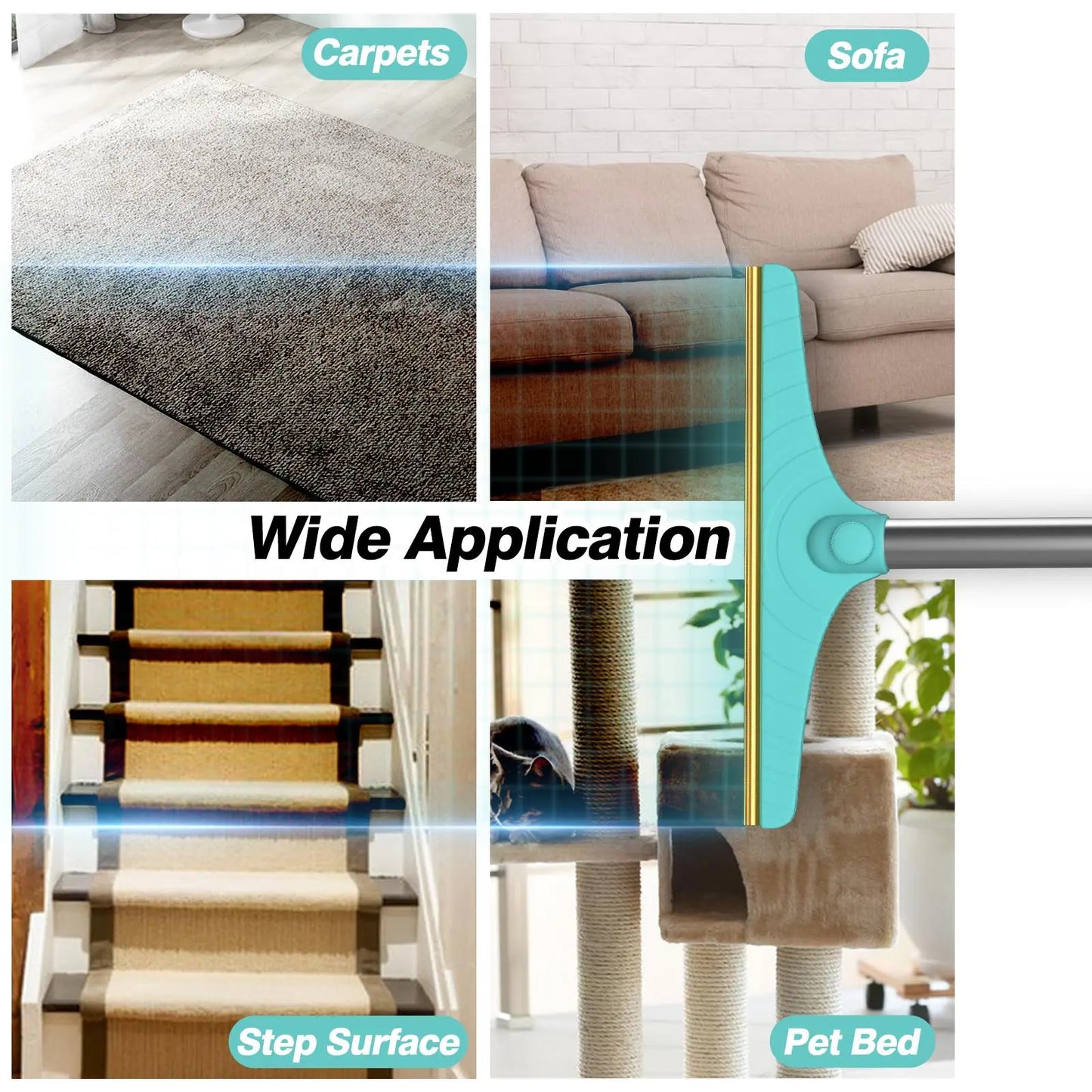 Adjustable Cat Hair Remover and Pet Cleaning Brush - Effective Tool for Carpet Hair Removal